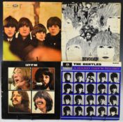 Four early UK press Beatles LPs. A Hard Day's Night (PMC 1230) with black/yellow Parlophone label