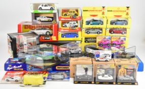 A collection of racing and road diecast model cars, manufacturers include Bburago, Vitesse,