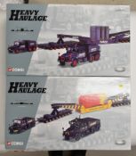 Two Corgi Heavy Haulage 1:50 scale diecast model Scammell Contractor vehicles comprising Wynns (GEC)
