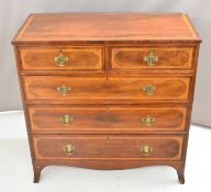 19thC inlaid and crossbanded mahogany chest of two over three graduated drawers, W104 x D50 x