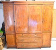 J T Needs, Picadilly, London Edwardian inlaid mahogany breakfront compactum with central two door