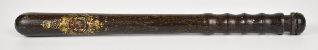 George V Birmingham Special Constable police truncheon with printed date 1916-1919, gilt decorated