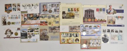 Selection of coin first day covers including 1996 football £2 coins, 1998 Princess Diana £5 coin and