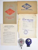 1924 Riley Cars brochure including saloon, tourer and red wing sports, 1½ litre Riley instruction