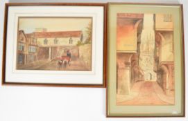 S.J. ‘Toby’ Nash (1891-1960) two ink and watercolours comprising Mercery Lane Canterbury (leading to