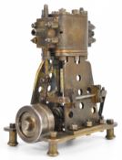 Small twin cylinder live steam marine or similar engine with radial valve gear, driving a 2.5cm