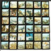 Over two hundred and fifty magic lantern slides including The World War a set of eighty coloured