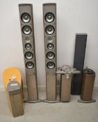 Infinity Prelude MTS tower speakers and subwoofer, together with additional stands and Artcoustic