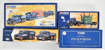 Four Corgi Classics 'Pickfords' 1:50 scale diecast model haulage vehicles comprising Diamond T