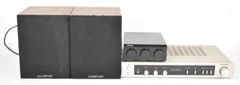 Home Hi-Fi equipment comprising Rotel RA-820 integrated stereo amplifier, Kef Kube 107 active