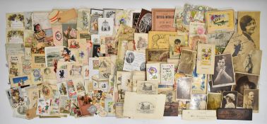 Collection of Edwardian and later vintage cards and ephemera including greeting and celebration