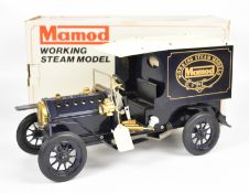 Mamod DV2 live steam model delivery van with reversing single oscillating cylinder and blue Mamod