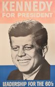 [Poster] 'Kennedy For President, Leadership For The 60’s' political campaign poster for John F.