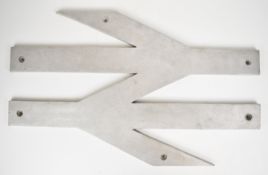 Reproduction cast aluminium British Railways Intercity double arrow, overall length 69.5cm
