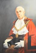 Keith English (1935-2016) oil on canvas by repute the Mayor of Gloucester Frederick King in his