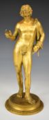 Gilt bronze figure of Narcissus in the classical or Roman style, H37cm