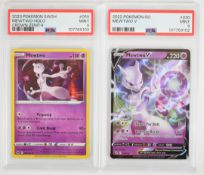 Pokémon TCG - Two Mewtwo Sword & Shield series cards comprising 2022 Pokémon Go V 030/078 and 2023
