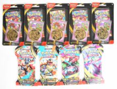 Pokémon TCG - Mega Evolution Boosters comprising five 3-pack blisters and four sleeved singles,