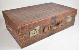 The North West Tannery Co. Ld. Cawnpore Indian crocodile leather vintage suitcase with nickel plated