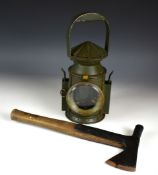 Military tri colour railway or similar hand lamp marked GP Ltd 1952 and with broad arrow, height