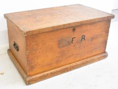 Ash or similar twin handled trunk, W89 x D53 x H45cm