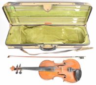 Late 19th or early 20th century violin with two piece back measuring 36cm excluding button,