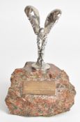 Rolls Royce Spirit of Ecstasy car mascot mounted on a marble base with aviation presentation