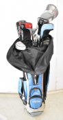 Set of golf clubs in caddy, to include Callaway, Rossa and Prosimmon