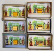Six Dinky Toys Petrol Pump set No. 49, in custom boxes.