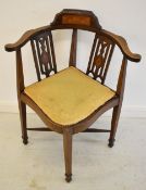 Late 19th or early 20th century inlaid mahogany corner chair