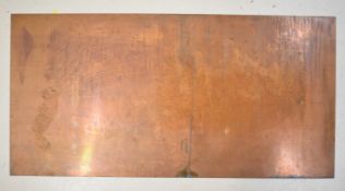 60 x 120cm sheet of 14 SWG (circa 2mm) copper, to suit live steam model engineering or similar