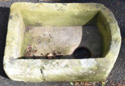 Carved natural stone D ended trough, L59 x W42 x H20cm