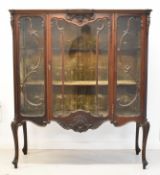 Late 19th or 20th glazed display cabinet with Art Nouveau style glazed doors, on cabriole legs, W138