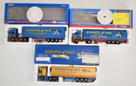 Three Corgi Knights of Old 1:50 scale diecast model haulage vehicles comprising Scania R Series Step