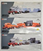 Three Corgi Classics Heavy Haulage 1:50 scale diecast model Scammell Constructor vehicles comprising