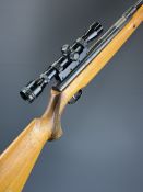 Weihrauch HW77K .22 underlever air rifle with chequered semi-pistol grip, raised cheek piece,