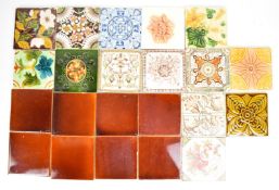 Twenty two Victorian and later tiles including Art Nouveau, Aesthetic Period etc, largest 15.5 x