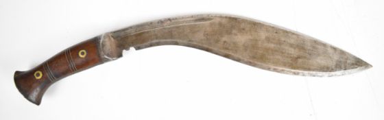 WW2 British Kukri, the approximately 33cm blade stamped ATD 42, the two piece wooden grips with