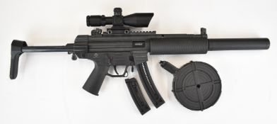 German Sport Guns (GSG) 522 .22 semi-automatic assault style rifle with textured pistol grip,