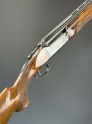 Aramberri Match 12 bore over and under ejector shotgun with named underside, chequered semi-pistol