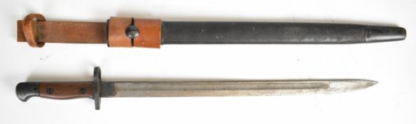 Named British 1907 pattern bayonet, the 43cm straight single fullered blade with Wilkinson maker's