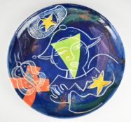 Jean Paul Landreau charger with abstract decoration, signed verso, diameter 35cm