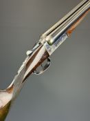 AYA No.4 12 bore side by side ejector shotgun with named and engraved locks, engraved underside,