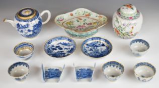 18th/19thC Chinese and English porcelain including ginger jar, pedestal dish (A/F), asparagus