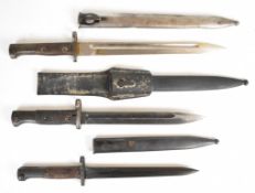 Three Mauser bayonets comprising German K98 or similar bayonet, the 24.5cm blade with 8687 J and