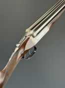 John Dickson & Son 12 bore side by side ejector shotgun with named and engraved locks, engraved