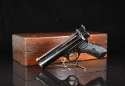 Webley Premier .22 air pistol with named and chequered grips and adjustable sights, serial number