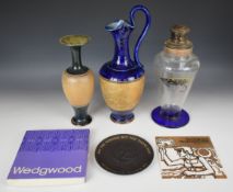 Royal Doulton ewer and vase, pedestal Pimms or cocktail shaker with plated mounts and salmon / sea