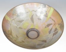 Sutton Taylor (b1943) large studio pottery pedestal bowl with mottled green and brown decoration,