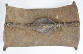 Tribal leather shield, probably Turkana tribe Kenya, 40 x 22cm